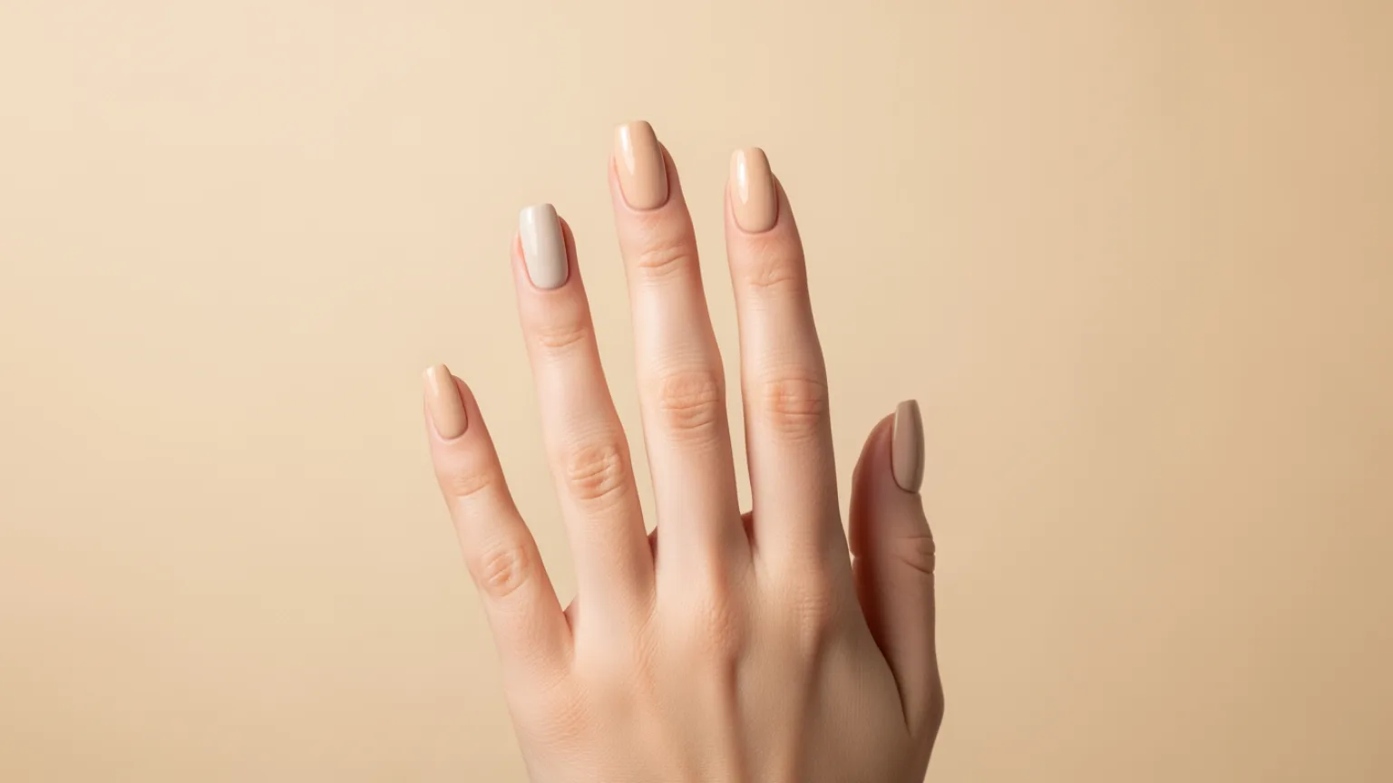 Бежевый маникюр 2026 — какой оттенок выбрать Бежевый маникюр 2026 — палитра оттенков капучино, греж, карамель и песочный на нейтральном фоне