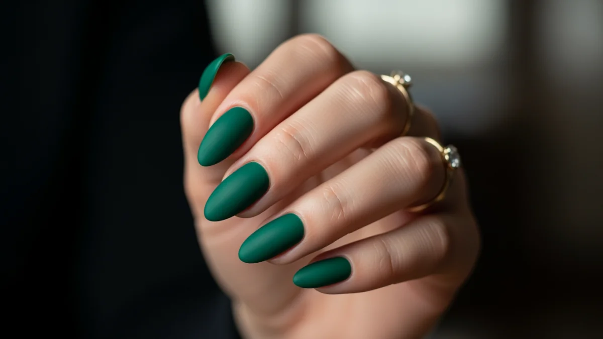 Матовый velvet-маникюр на тёмном тоне 2026 Матовый velvet-топ на глубоком тёмном тоне — вечерний вариант маникюра