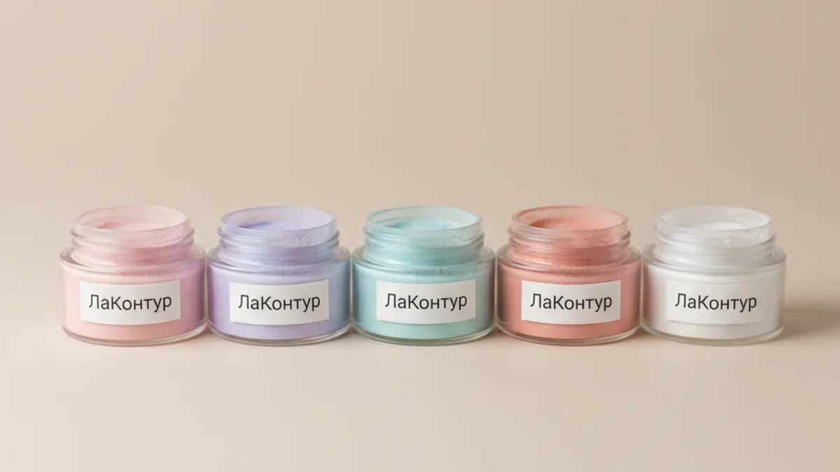 Баночки с разноцветной пудрой для дип-системы и кисть на подносе