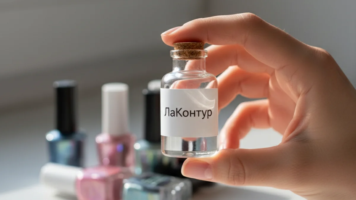 Мастер наносит покрытие кистью на ноготь